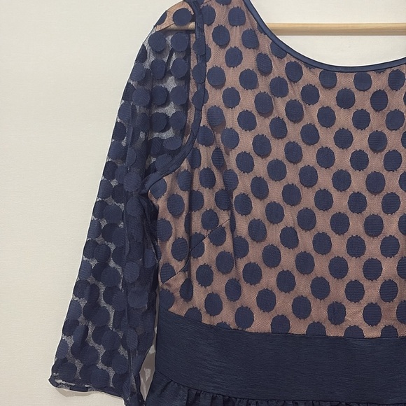 Eliza J Dot Mesh Navy Fit and Flare Dress Size 16 - Picture 8 of 11